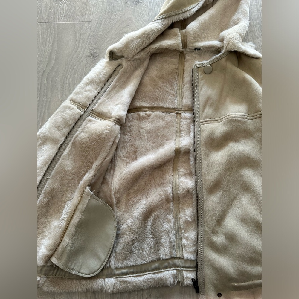 Isabel Marant 100% Lambskin Leather Real Fur Cream White Jacket w Hood size 40 - Picture 2 of 15